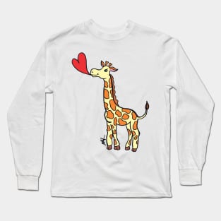 Giraffe with Heart Balloon. Long Sleeve T-Shirt